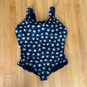 Lands' End Draper James Floral Swimsuit Women's 24W blue white roses low back